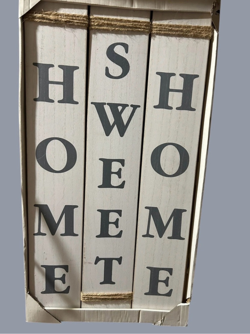 Home Sweet Home Rustic Wooden Wall Sign - Gray on White